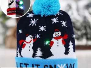 Weihnachtliche Strickmütze mit LED-Licht XBEANIE blau