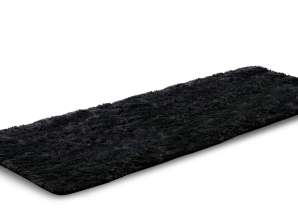 Plush rug SHAGGY 80x300 cm Antislip Black Soft