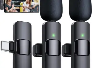 2x USB Wireless Lavalier Mikrofon C Typ C Android iOS für Telefon