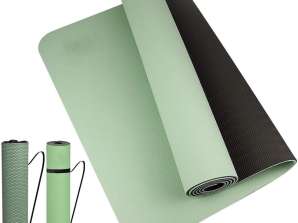 Grüne Yogamatte aus umweltfreundlichem TPE, m MU, rutschfeste Trainingsmatte Doppelseitige Matte mit hoher Dichte, wasserdicht Maße von 183 x 61 x 0,6 cm mit Etui