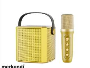 Altavoz Bluetooth Pequeño Familia KTV Micrófono de Karaoke al Aire Libre Altavoz de Canto Profesional para Niños Oro
