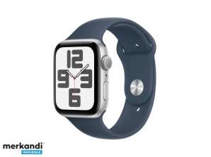 Apple Watch SE Aluminum 44mm GPS Silver Sport Band Blue S/M MREC3QF/A