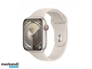Apple Watch S9 Alaşımı. 45mm GPS Hücresel Starlight Spor Bandı S / M MRM83QF / A