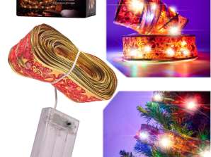 Ribbon dekorative LED strip 10m 100LED julelys juledekorasjon flerfarget batteridrevet