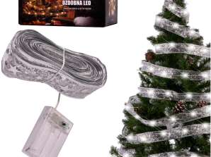 Decorative Ribbon LED Strip 10m 100LED Christmas Tree Lights Christmas Decoration Cool White Battery