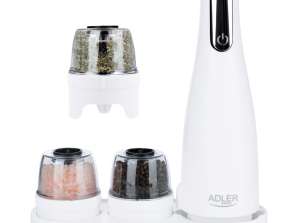 Adler AD 4449w Set of 3 Spice Grinders Salt Pepper Grinder Salt Shaker Electric Pepper Shaker USB C 1500mAh
