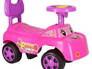 Ride-on pusher toy car smiling with horn pink