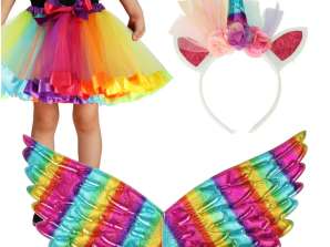 Costume, costume de carnaval, déguisement, licorne, jupe, bandeau avec corne, ailes