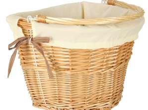 Wicker bicycle basket, front basket, braided insert, white