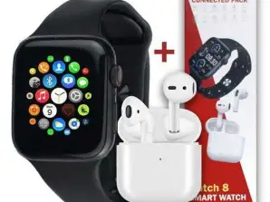 SMART WATCH + FEJHALLGATÓ SET 8 DM01 kiváló minőségű készlet SKU:469 (készlet Lengyelországban)