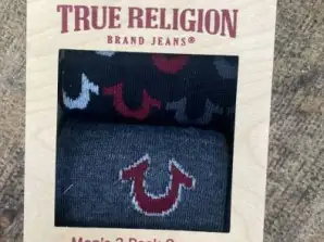 Moške nogavice za posadko True Religion - 2-parni paket v razsutem stanju, velikosti 10-13, 36 kompletov