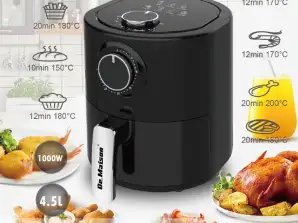 Electric Air Fryer 1000W 4.5L Adjustable Temperature 80-200 C° Timer up to 30 min