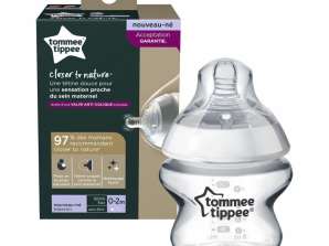 Tommee Tippee Closer to Nature 150ml Butelka dla niemowląt ze smoczkiem o wolnym przepływie dla noworodków