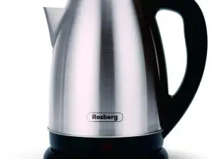 Electric kettle, 1800W, 1.8L, Rosberg stainless steel, automatic shutdown, hermetic lid, silver