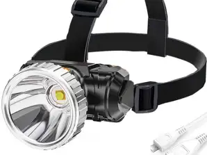 Lampe frontale LED étanche rechargeable - Noir - Différents modèles disponibles