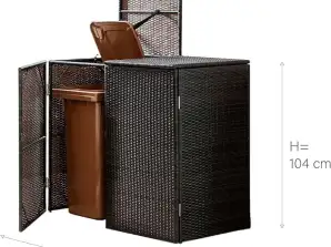 Cubo de basura GreenYard® para 2 cubos de basura 111 x 65 x 104 cm aspecto ratán, 110 uds. A-WARE