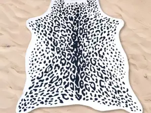 Serviettes de plage imprimées léopard noir/blanc 150x146cm