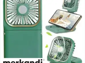 Military Foldable & Rechargeable 3 Speed Fan, Phone Holder, Power Bank with Neck Strap for Travel