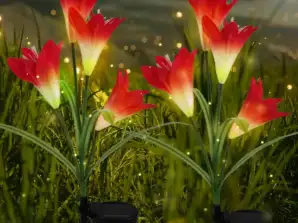 2 Lily Waterproof Outdoor Solar Powered Lily Flower Garden Lights, 7 Multi-Color Changing LED Solar Powered Lights, Outdoor Garden Decorations