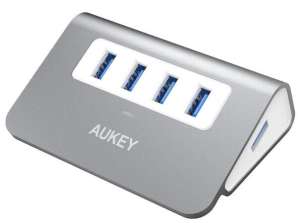 Aukey CB-H5 4-poorts USB 3.0 Hub Multi-Socket Splitter Splitter in aluminium