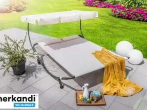 GERIAUSIAS PASIŪLYMAS, HC HOME&LIVING DOUBLE GARDEN LOUNGER; SMĖLIO SPALVA; ANTRACITAS; Grąžintos prekės