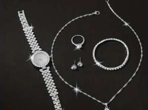 Diamonda Watch halskjede ring øredobber GRATIS armbånd