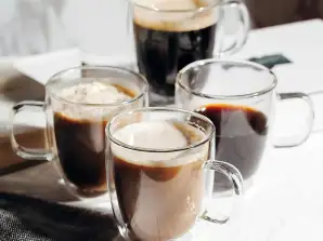 2 Tassen à 80 ML CLASSIC MIT HENKEL Kaffeetassen aus Borosilikatglas - doppelwandig - handgefertigt -