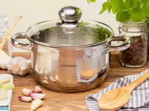Edenberg Cooking Pot with Lid - stainless steel - sizes from 12 cm to 28 cm