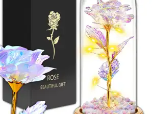 Örök rózsa üvegben Izzó LED ajándékba VALENTIN-NAPI SZÜLETÉSNAPI ALKALOMRA ROS-E1