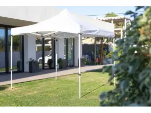 3x3 méteres összecsukható pavilon sátor - szürke és fehér színben kapható, kiváló minőségű fémszerkezet