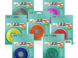 Engros fleksibel byggeklosstape i 7 assorterte farger - kartong med 60 pakker