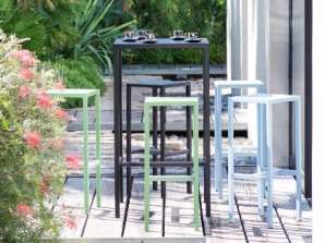Baldai - Vermobil Rimini pastelinės žalio metalo baro kėdės