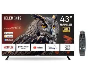 KB ELEMENTS TV 43' tommer-Smart Webos 4K DVB-T2 S2-modtager, rammeløs, NY