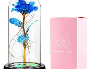 AG776B ETERNAL ROSE IN GLASS LED BLUE