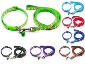 LEASH WITH DOG COLLAR BELL 120CM SET