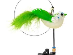 CAT TOY FISHING ROD MOUSE WITH FEATHERS BELL 95CM