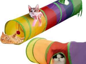 TUNNEL GATTO DRITTO GIOCO LUNGO CON PALLINA 120CM