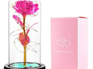 AG776A ETERNAL ROSE IN GLASS LED PINK