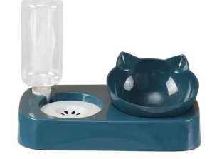 DOUBLE CAT BOWL WITH AUTOMATIC DISPENSER 2IN1