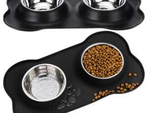 DOUBLE BOWL FOR DOG CAT METAL NON-SLIP 500ML