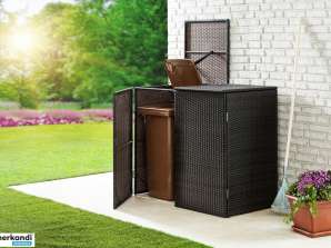 GreenYard® garbage can cover for 2 garbage cans 111 x 65 x 104 cm rattan look, 110 pcs. A-WARE