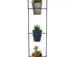 Black metal Artstone wall hanger sets with 3 plant pots