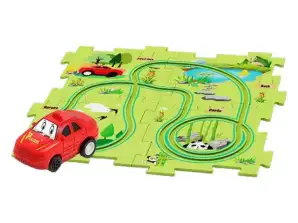 Children's educational play set with a car track, Green
