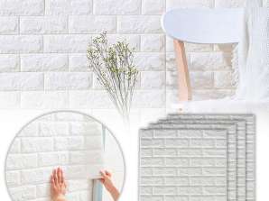 Whitebrick - 3D Brick Wall Stickers- Hvit murstein dekal, 3D murstein tapet, Peel og pinne murstein panel