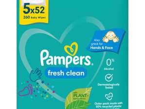 Pampers Fresh Clean Baby drėgnos servetėlės 5x52 (260 vnt.)