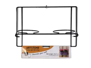 Zwart metalen Artstone Amy wandhangers voor twee plantenpotten 39x25cm