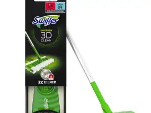 Kit de démarrage Swiffer Floor Mop 3D Clean (1 baguette, 4 lingettes sèches et 2 lingettes humides)