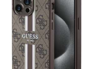 Guess iPhone 15 Pro Back cover 4G printed stripes case - Brown