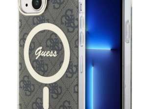 Guess iPhone 15 Back cover Magsafe IML 4G hoesje - Bruin