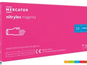 Γάντια νιτριλίου μιας χρήσης Nitrylex Magenta ροζ, 100 τμχ